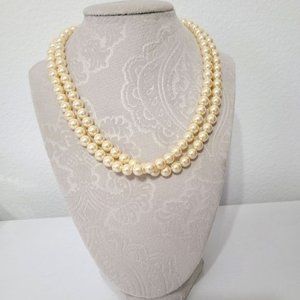 Double Strand Necklace Choker Faux Pearl